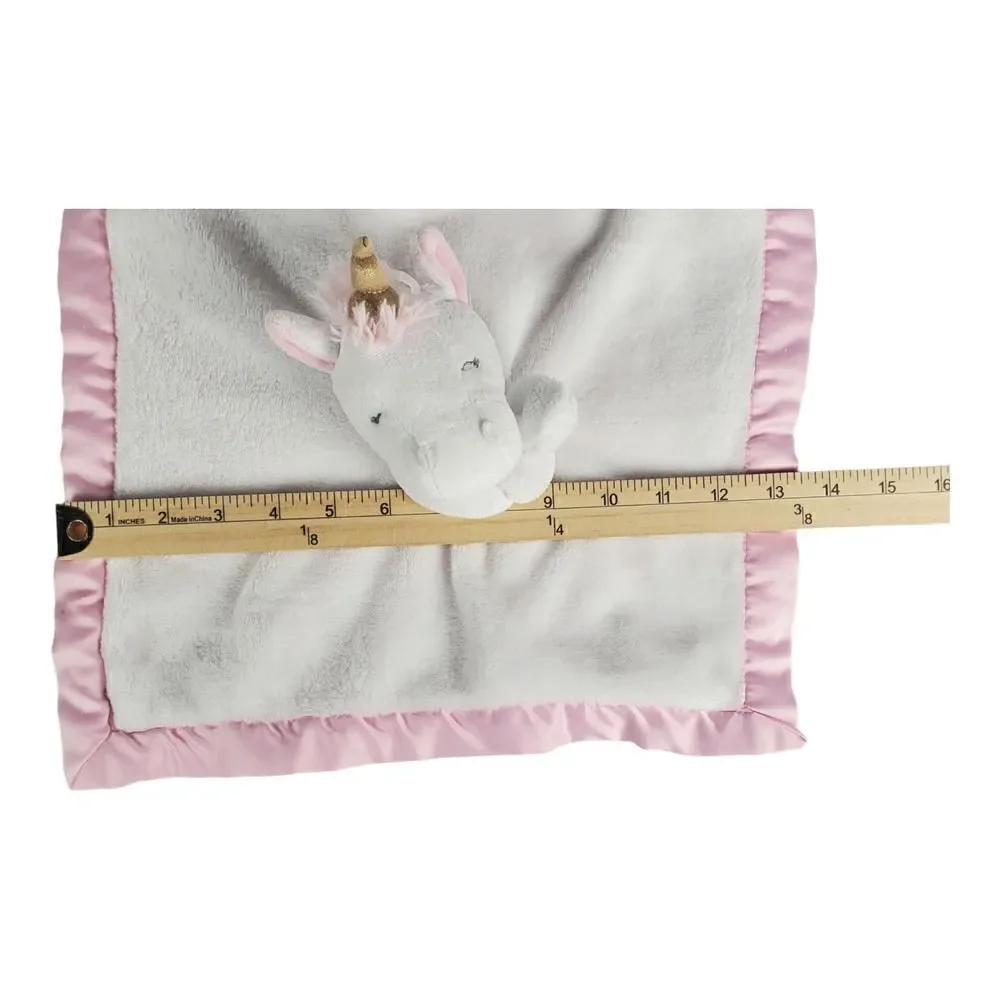 Carters Baby Security Blanket Lovey Soother Plush Toy Pink Unicorn Satin Soft